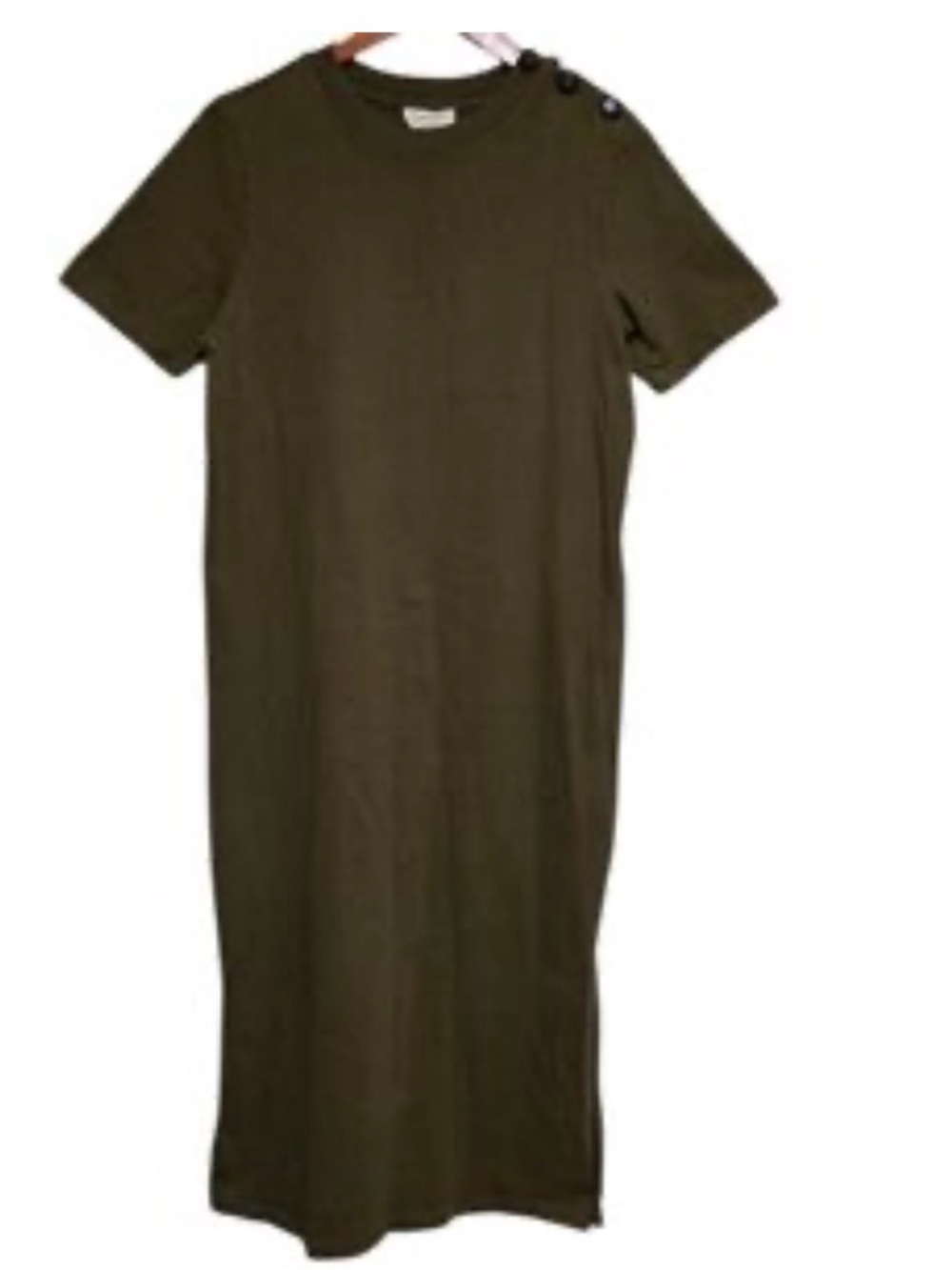 Sezane Olive Green Short-Sleeve Maxi Dress